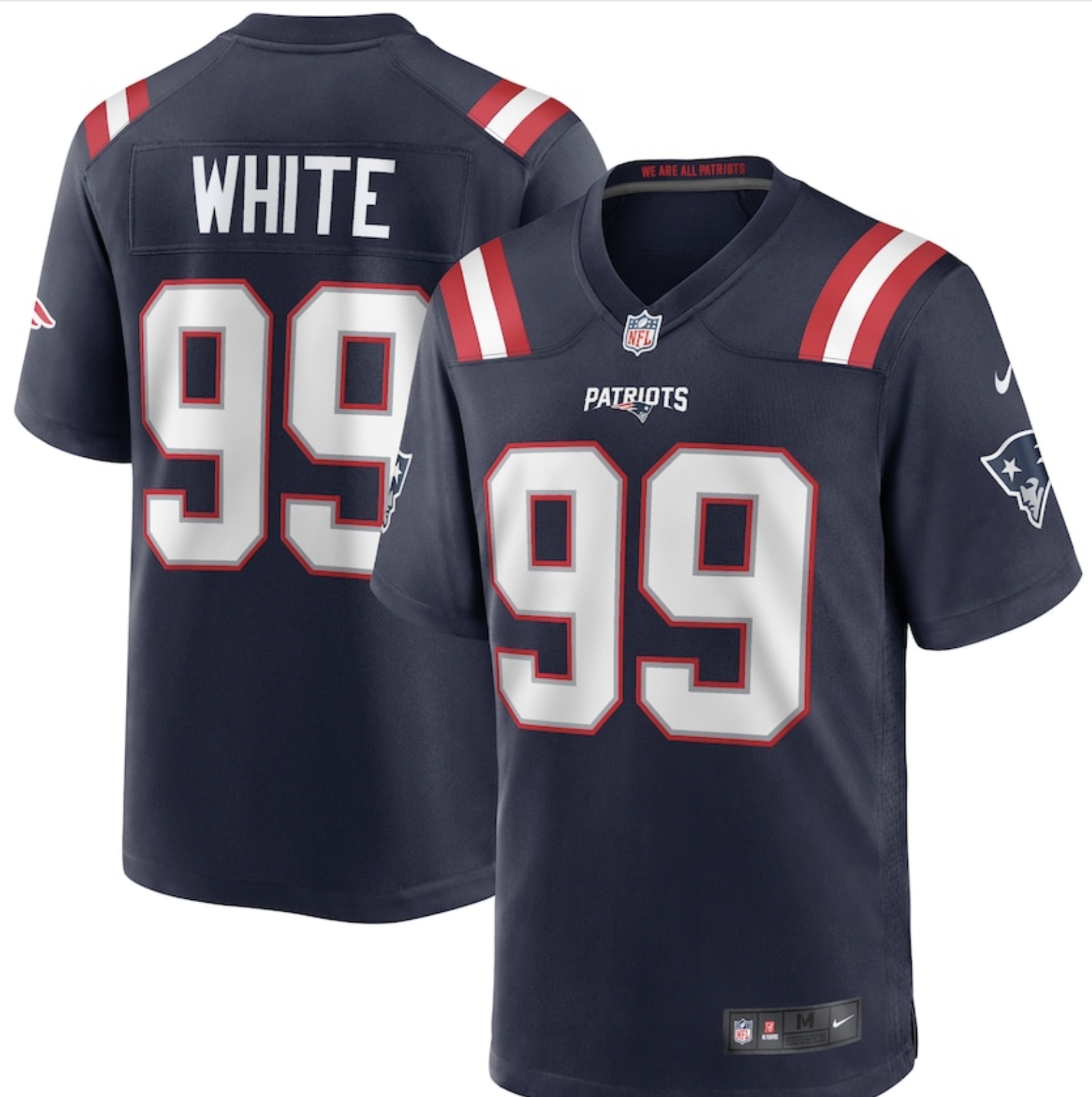 Youth New England Patriots #99 white Nike Navy Home Game Player NFL Jersey